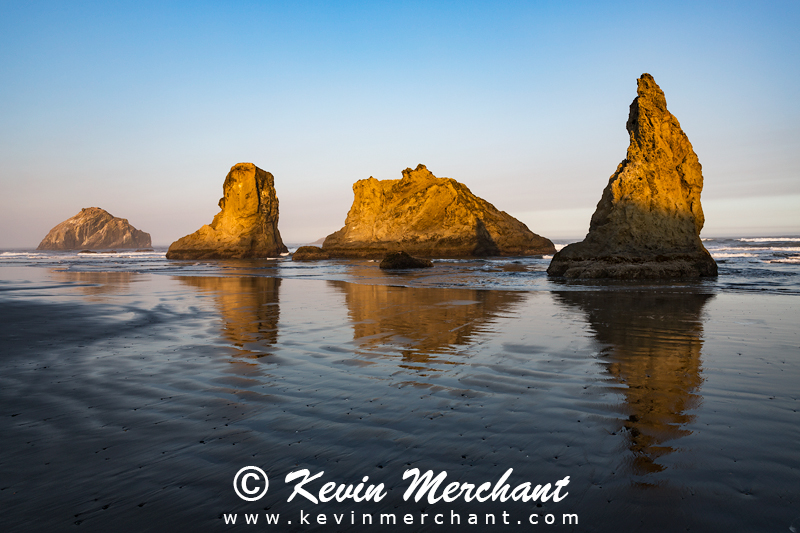 Face Rock and other sea stacks at sunrise