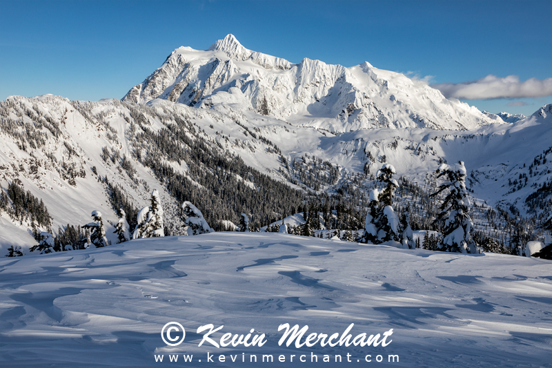 Mt. Shuksan and wind sculpted pattern in snow