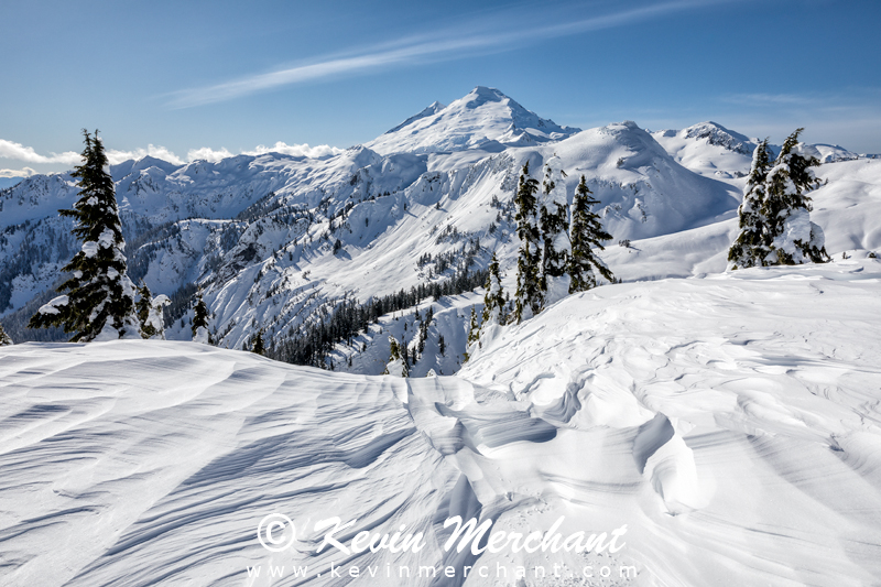 Mt. Baker and wind sculpted pattern in snow