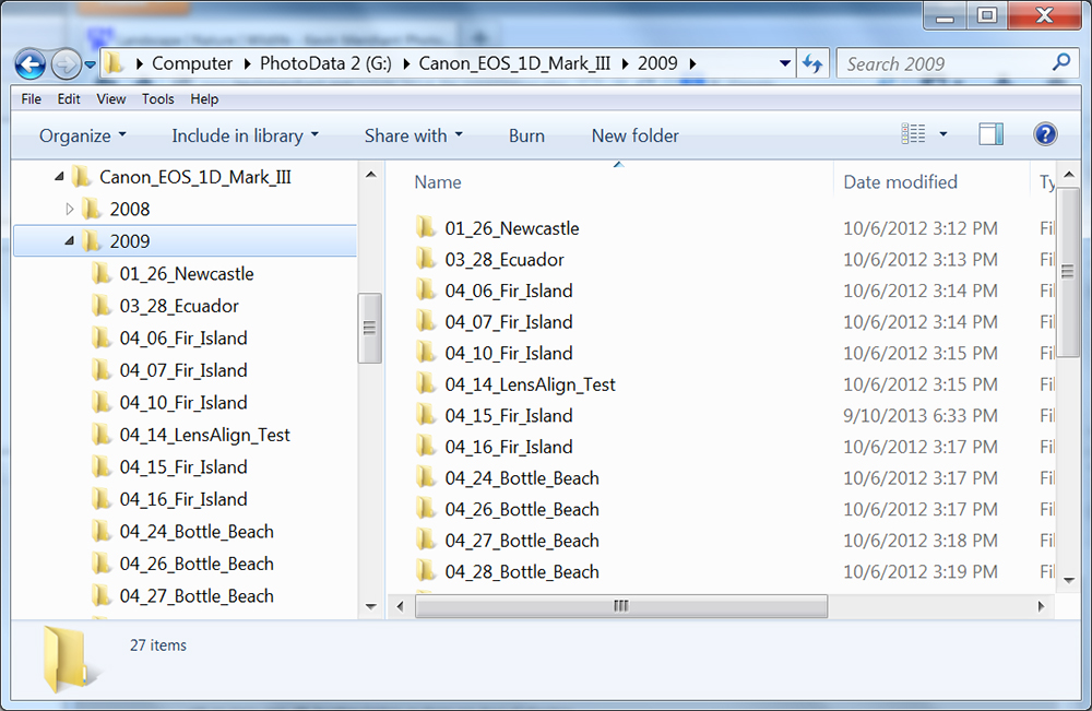 Camera, Year & Month/Day/Location folders in Windows Explorer