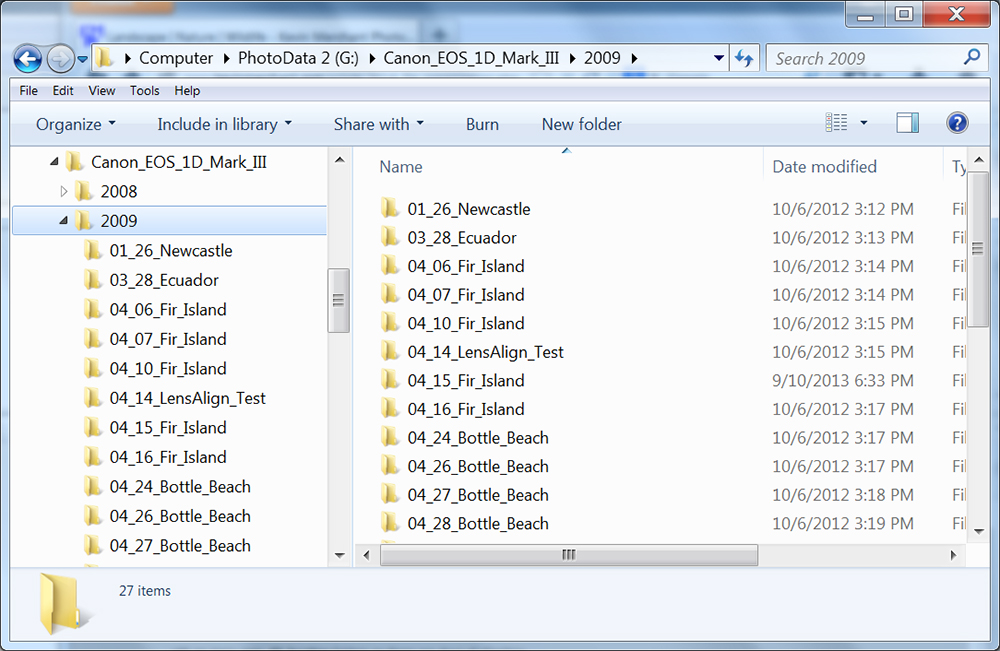 Camera, Year & Month/Day/Location folders in Windows Explorer
