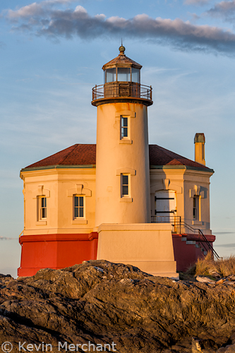 Coquille River Lighthouse at dawn, Bandon, Oregon